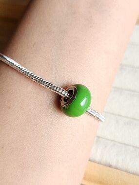 Sterling Silver Matte Olive Green Charm 925